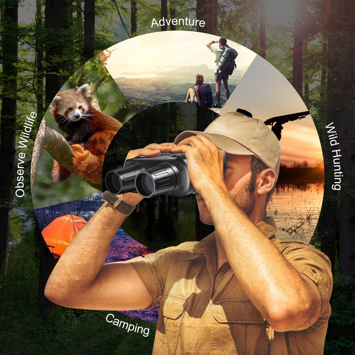 NEWBEA Night Vision Goggles Night Vision Binoculars for 100% Darkness, Digital Military Infrared Binoculars can Take Photo and Video, with 32G Memory Card