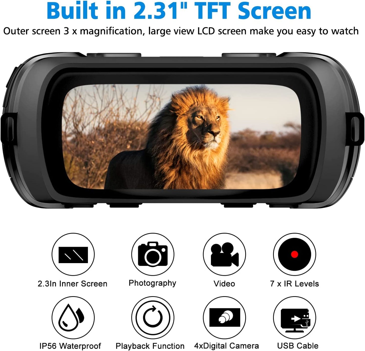 NEWBEA Night Vision Goggles Night Vision Binoculars for 100% Darkness, Digital Military Infrared Binoculars can Take Photo and Video, with 32G Memory Card