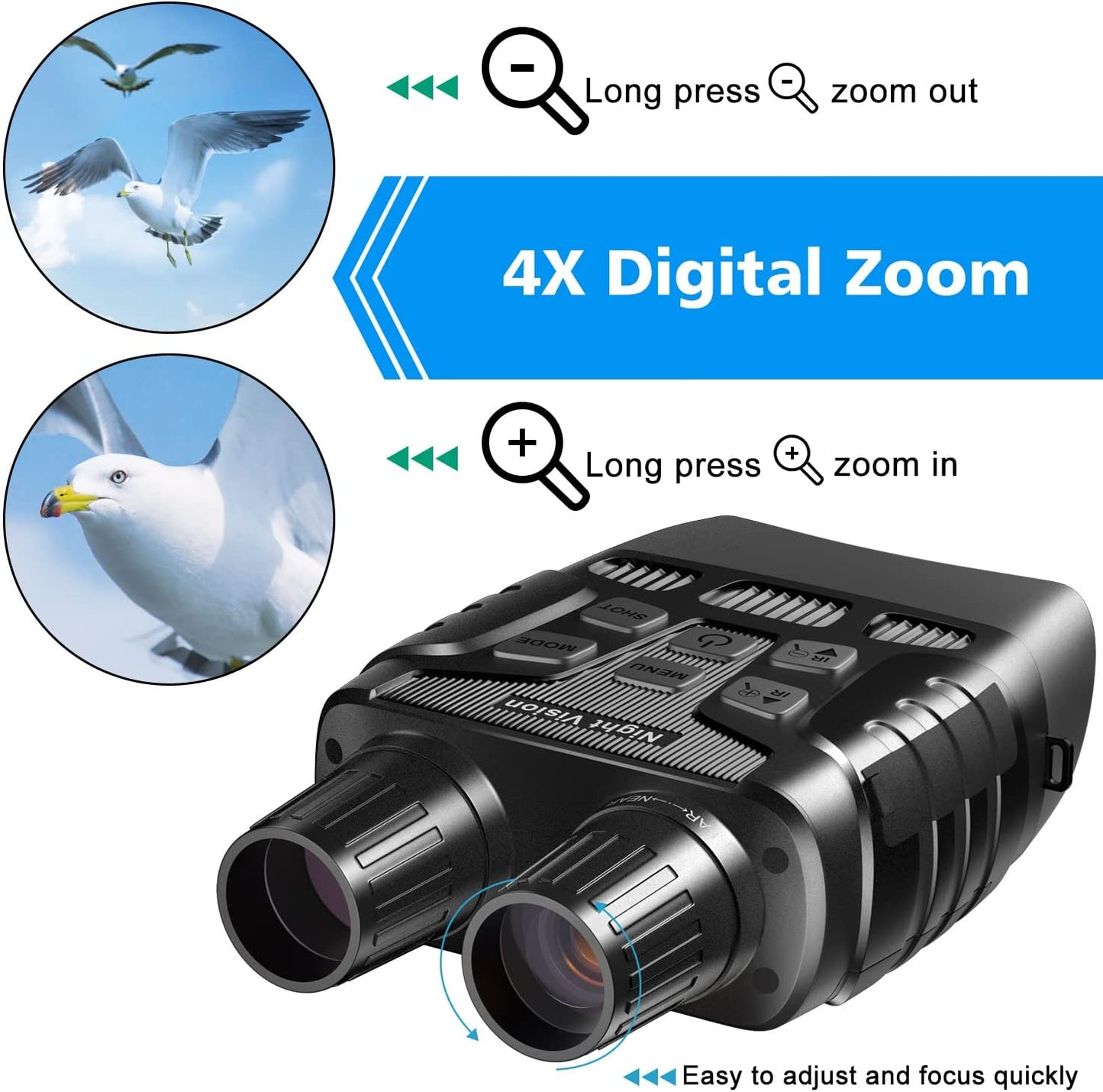NEWBEA Night Vision Goggles Night Vision Binoculars for 100% Darkness, Digital Military Infrared Binoculars can Take Photo and Video, with 32G Memory Card